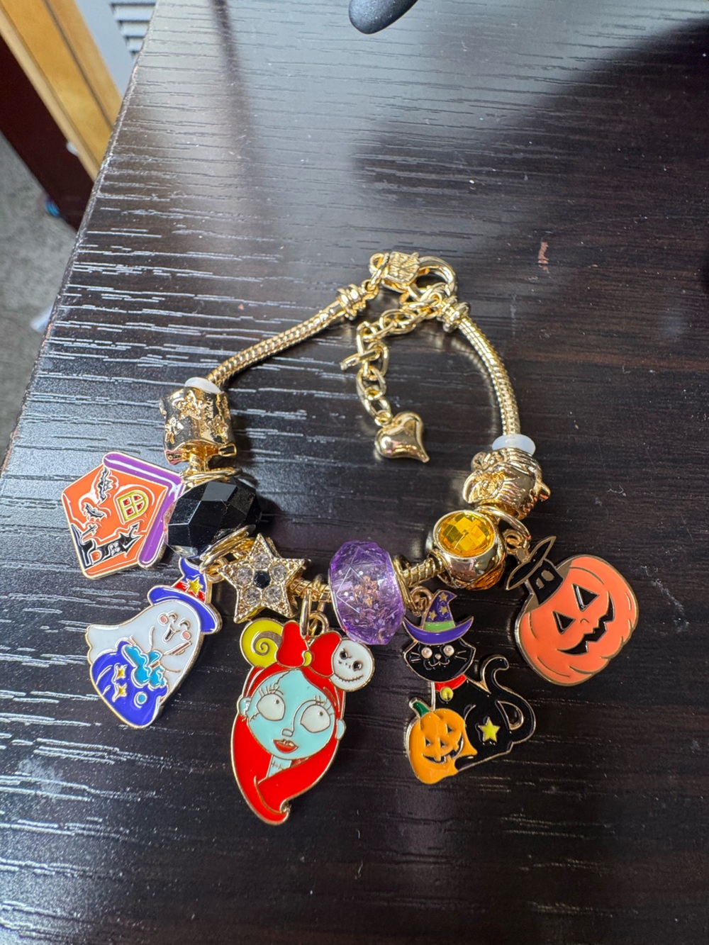 Halloween Charm Bracelet with Orange and Purple Charms